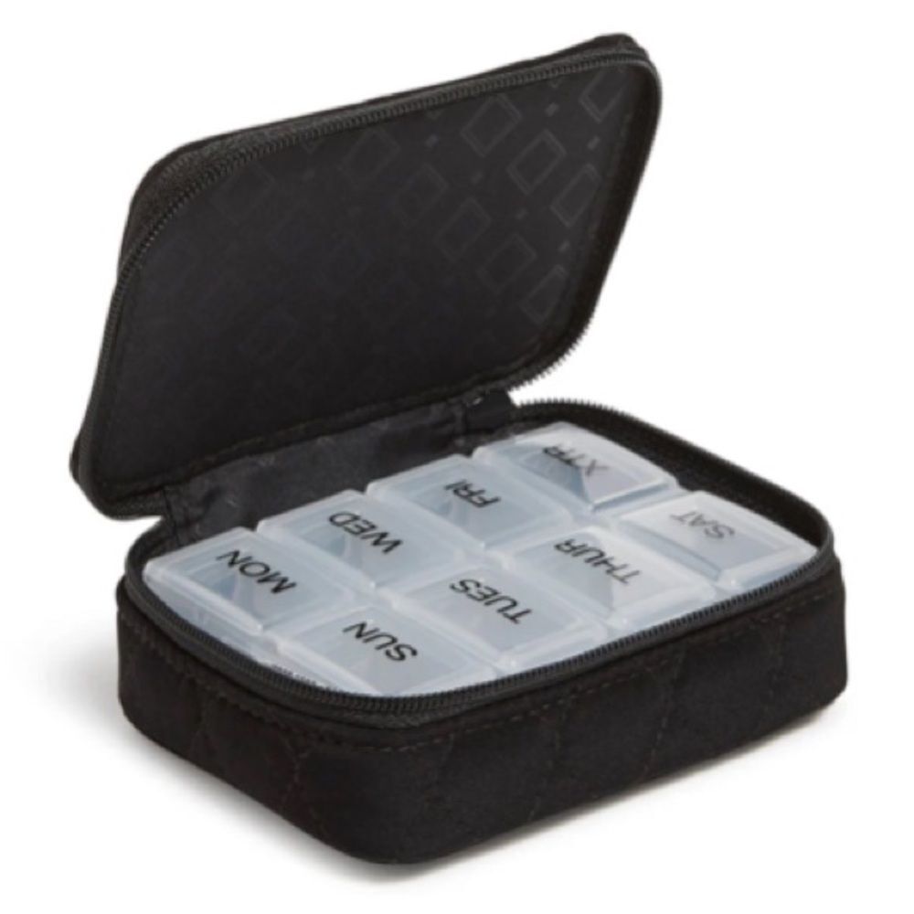Vera Bradley Black Travel Lightweight Microfiber Pill Case